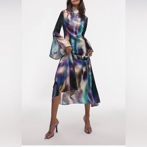 Topshop Multicolor Long Sleeve Dress